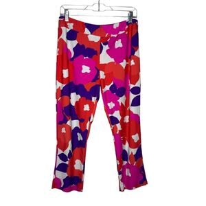 JUDE CONNALLY / pink white red floral abstract patterned crop pull on pants / M